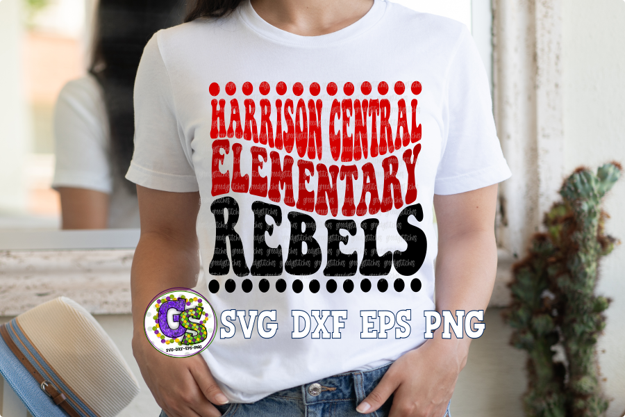 Harrison Central Elementary Rebels Groovy Wave SVG DXF EPS PNG