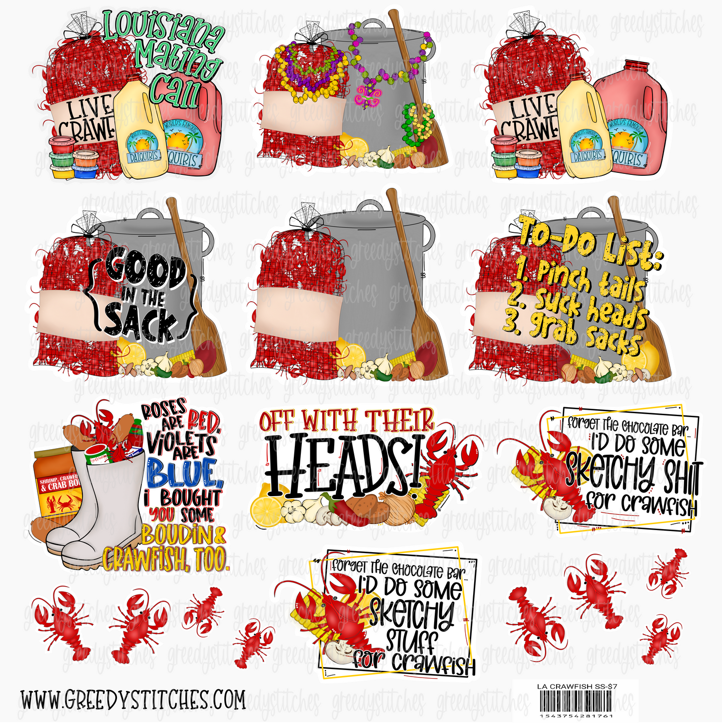 Louisiana Crawfish Sticker Sheet