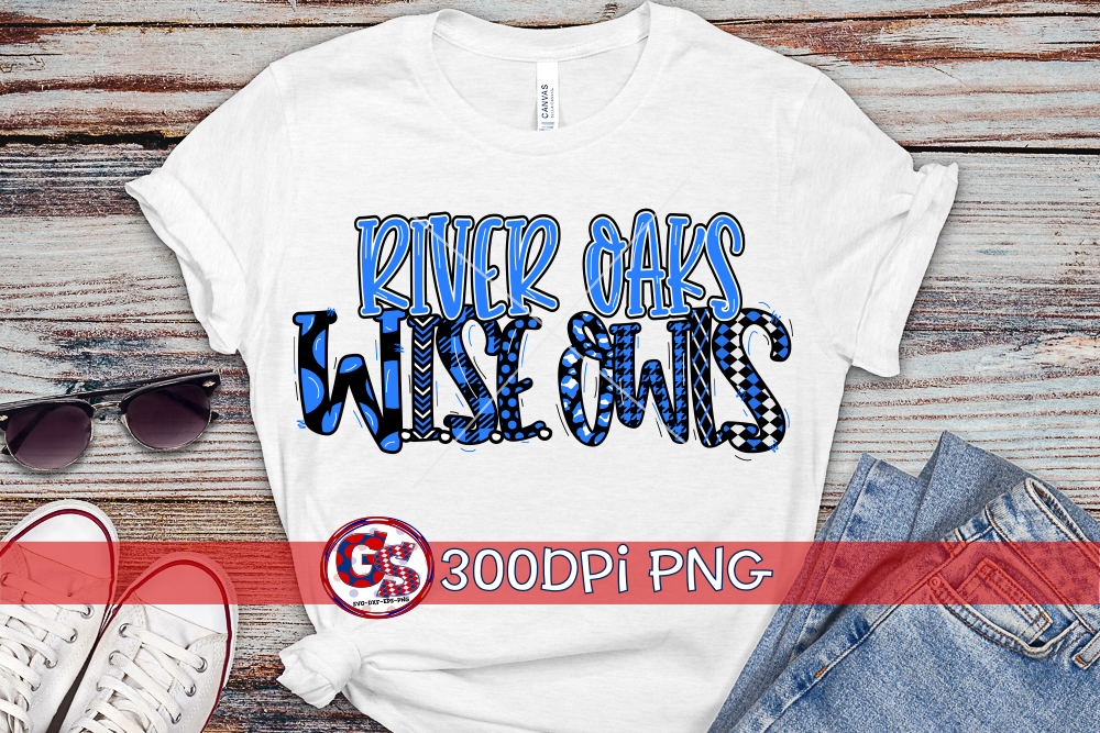 River Oaks Wise Owls word art PNG for Sublimation