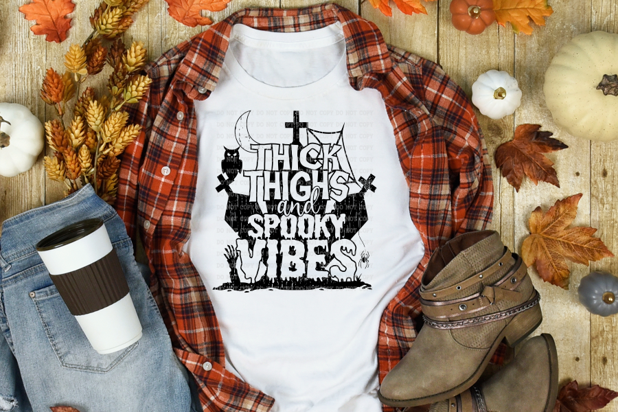 Halloween Thick Thighs and Spooky Vibes ADULT Screen Print Transfer