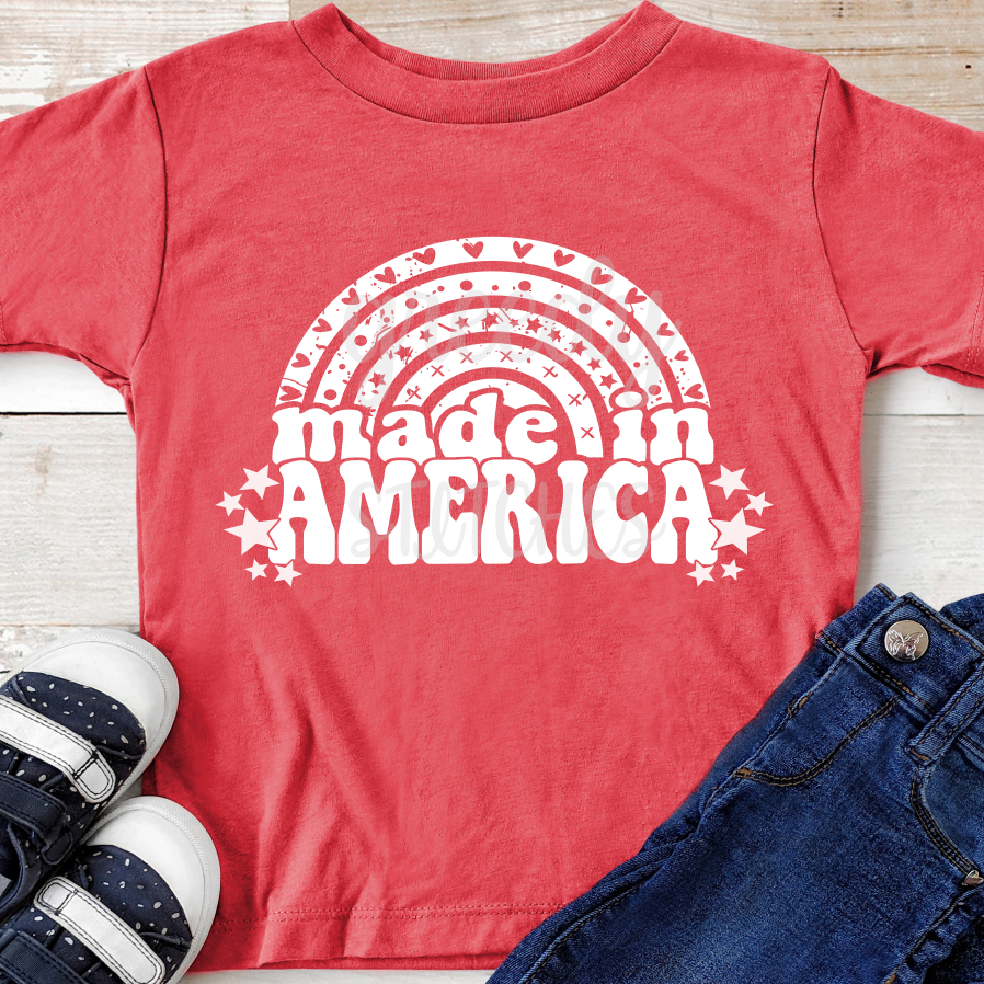 Made in America Rainbow YOUTH Screen Print Transfer-July 4th