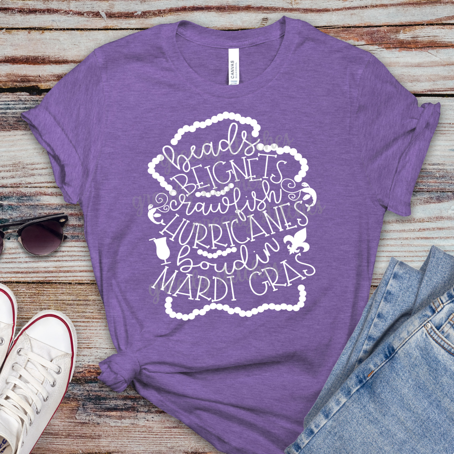 Mardi Gras Beads Beignets ADULT Screen Print Transfer