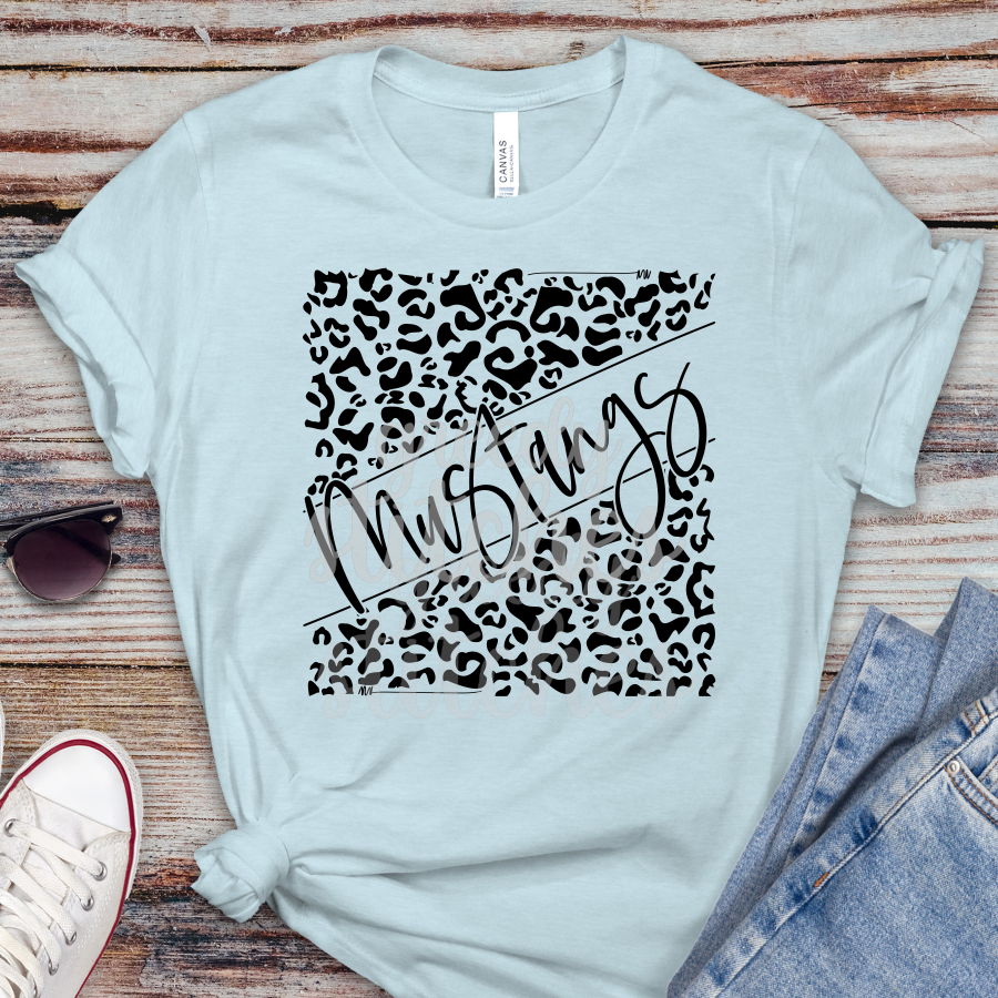 Mustangs Leopard YOUTH Screen Print Transfer