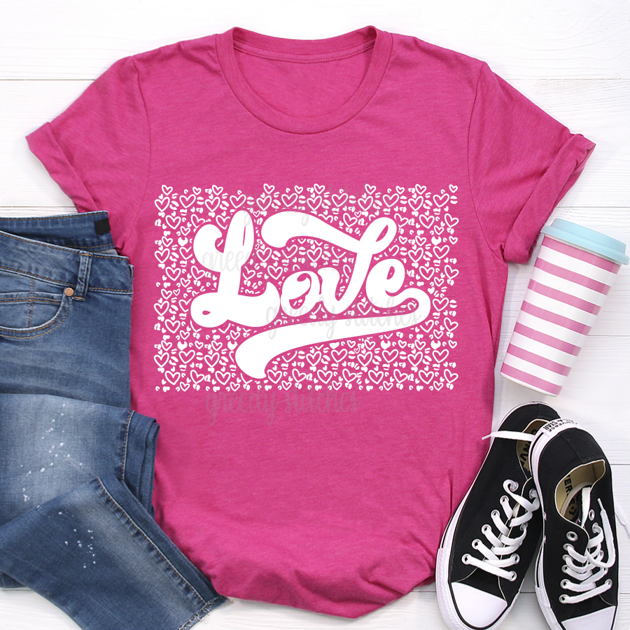 Retro Love Heart Leopard Print ADULT Screen Print Transfer