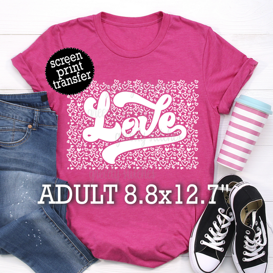 Retro Love Heart Leopard Print ADULT Screen Print Transfer