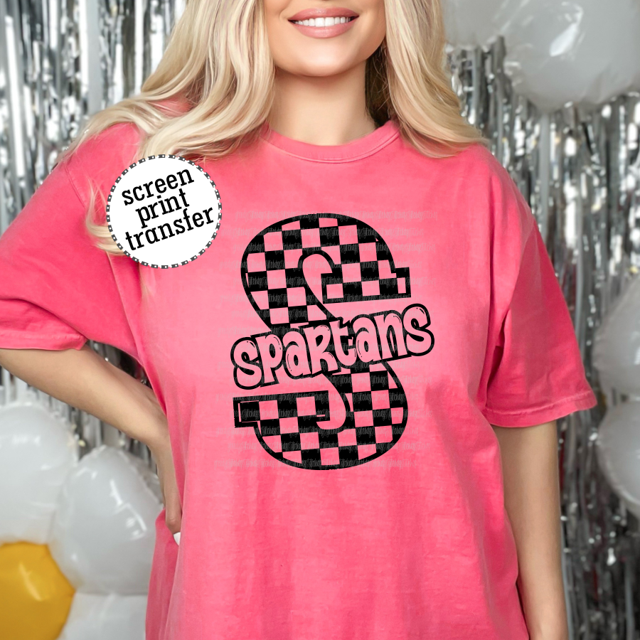 Spartans Checkered ADULT Screen Print Transfer