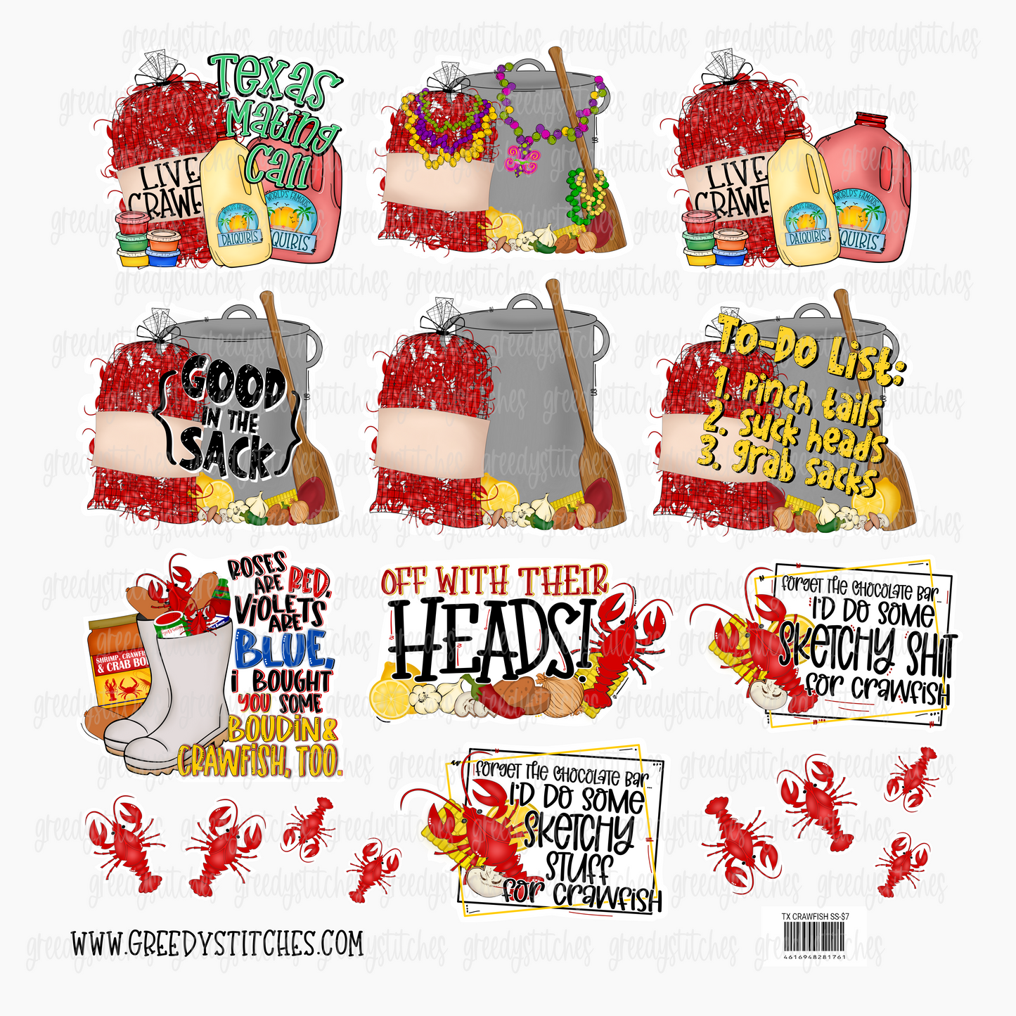 Texas Crawfish Sticker Sheet