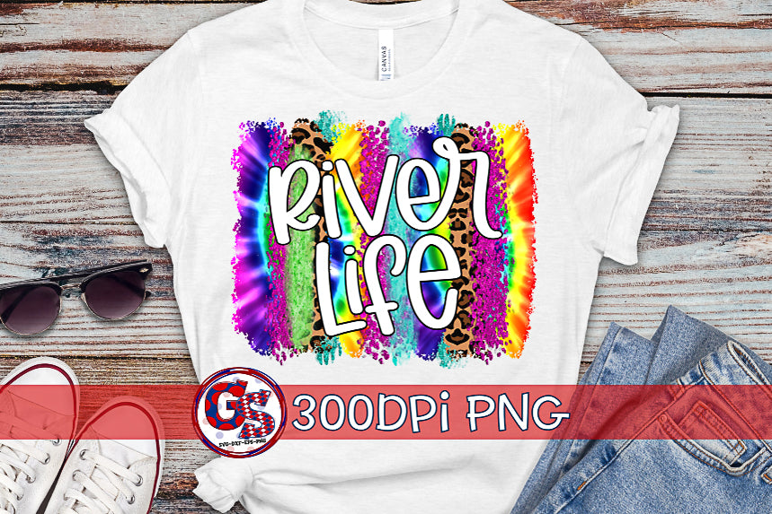 River Life Tie Dye Brush Strokes for Sublimation