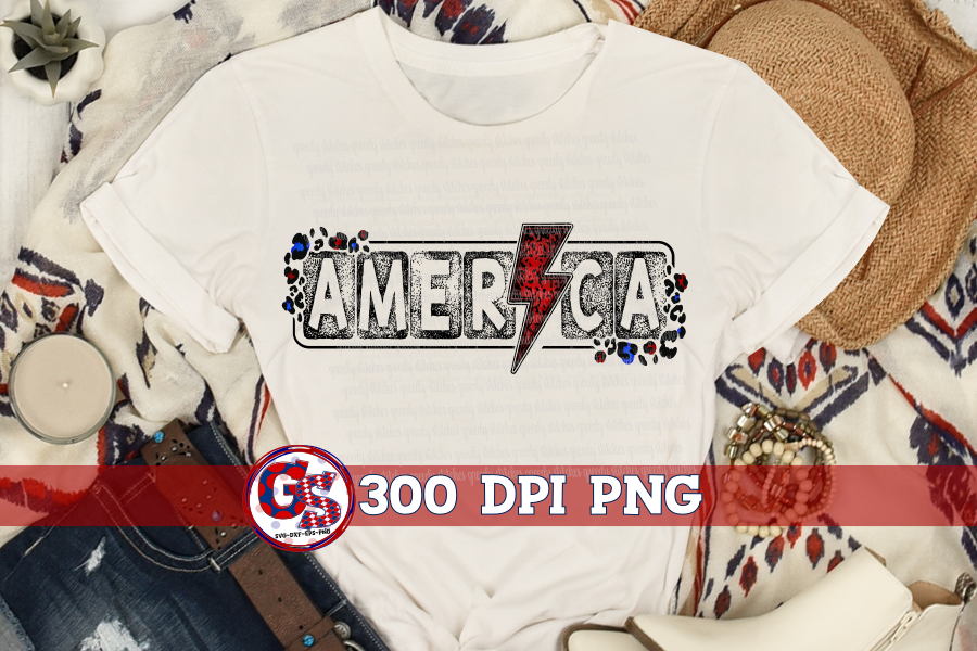America Lightning Bolt PNG for Sublimation