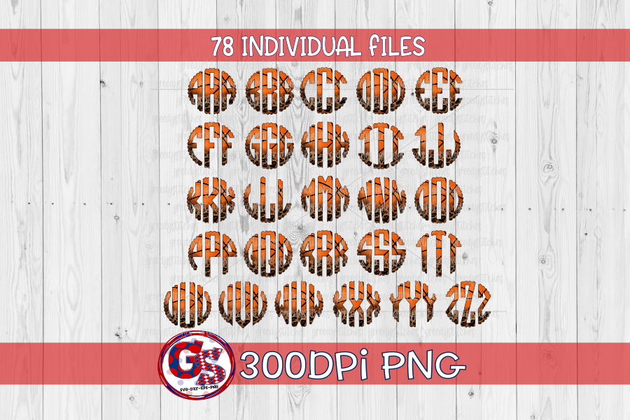 Basketball Scalloped Monogram Font Set PNG for Sublimation