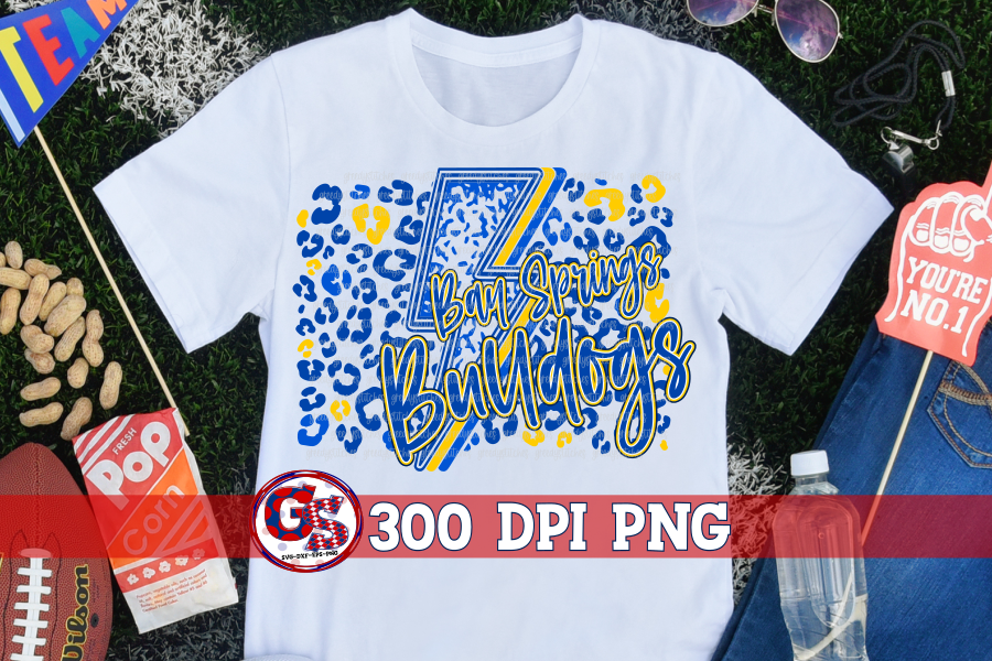 Bay Springs Bulldogs Leopard Lightning Bolt PNG for Sublimation