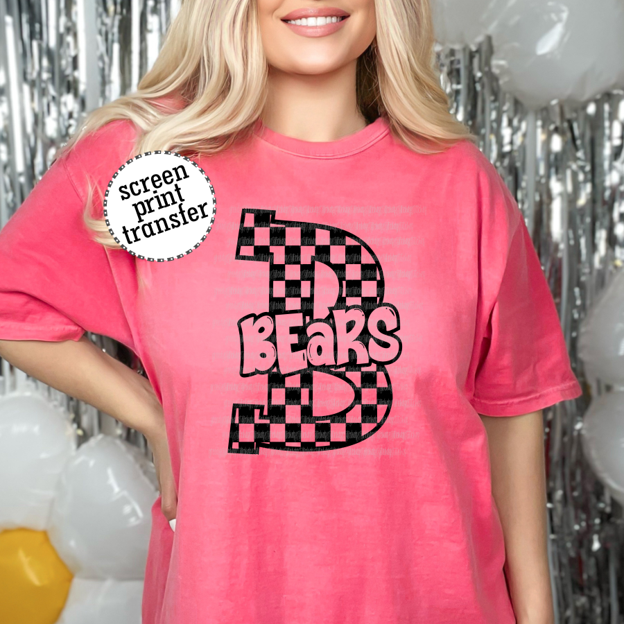 Bears Checker ADULT Screen Print Transfer