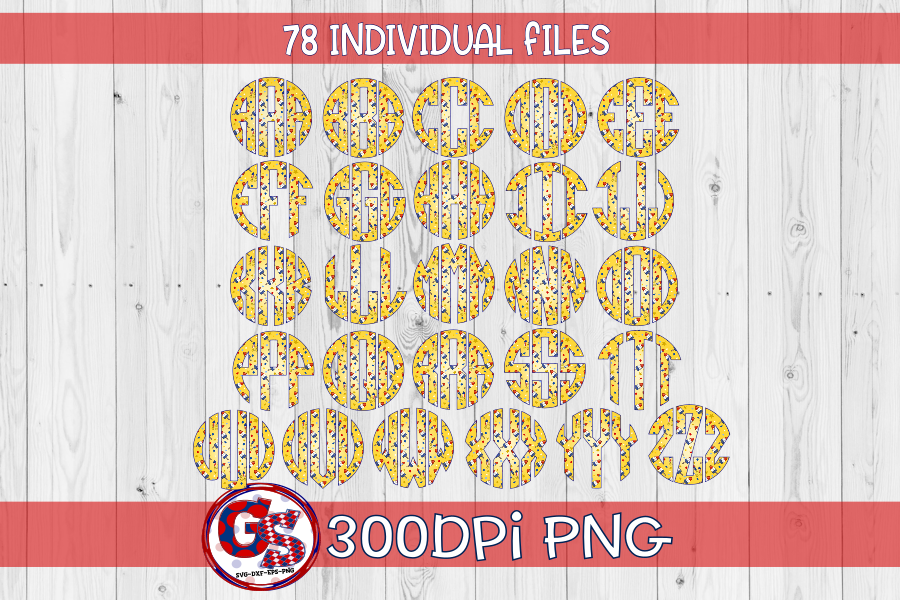 Bomb Popsicle and Fireworks Round Monogram Set PNG for Sublimation