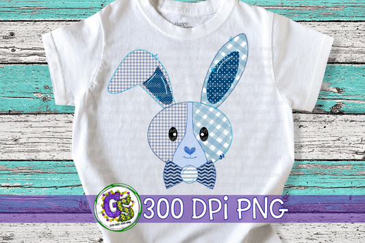 Faux Applique Patchwork Easter Bunny Rabbit PNG for Sublimation