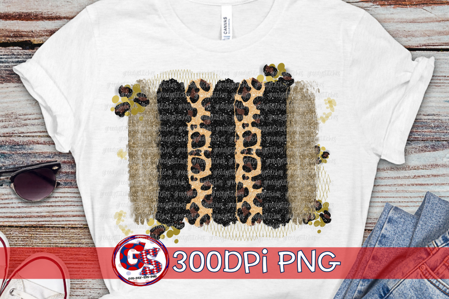 New Year Lace and Leopard Brush Strokes PNG for Sublimation