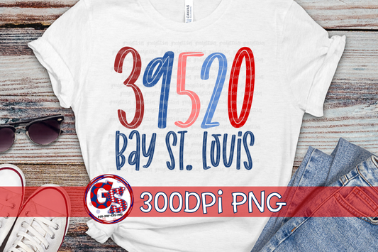 39520 Bay St. Louis Zip Code PNG for Sublimation