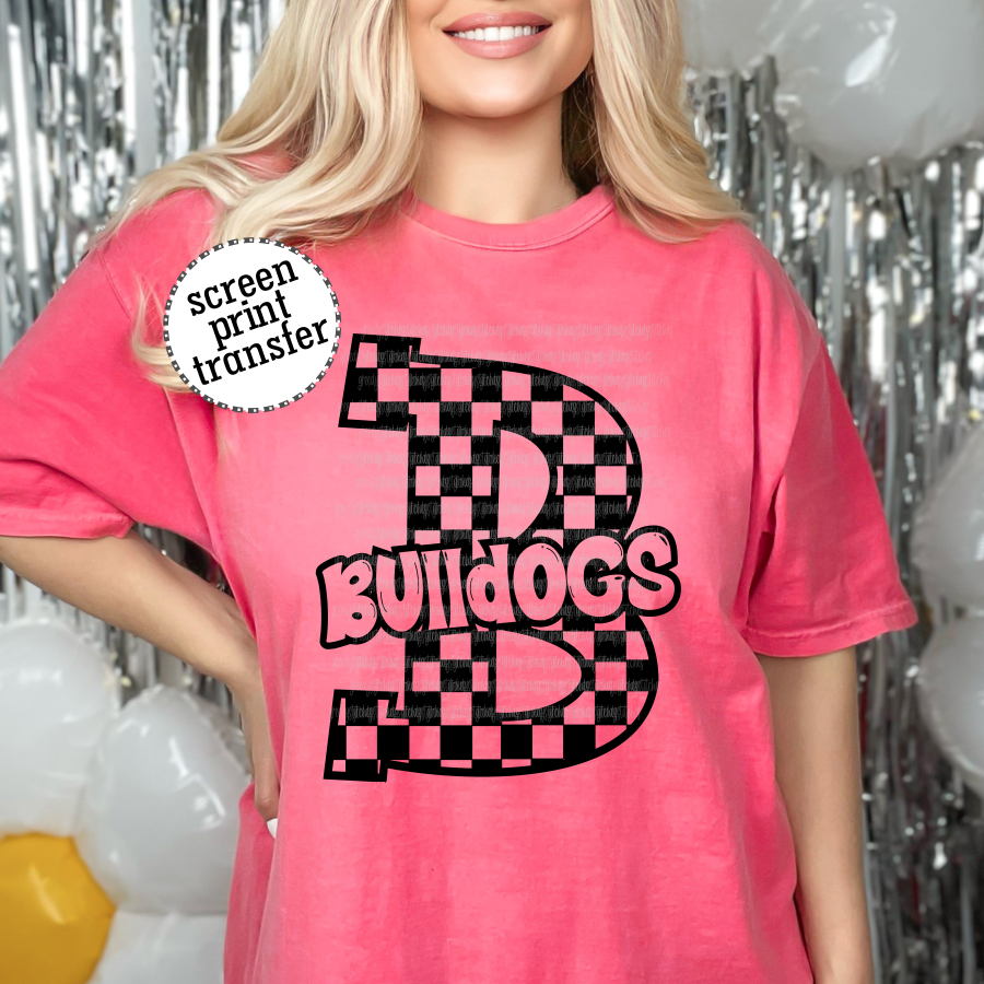 Bulldogs Checker ADULT Screen Print Transfer