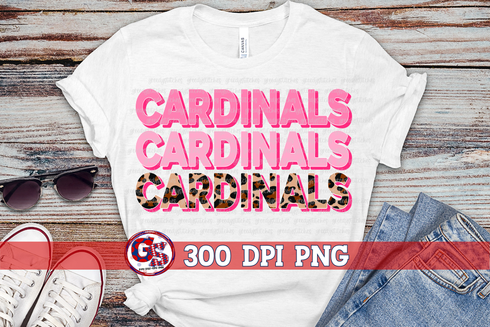 Cardinals Pink Leopard Breast Cancer PNG for Sublimation