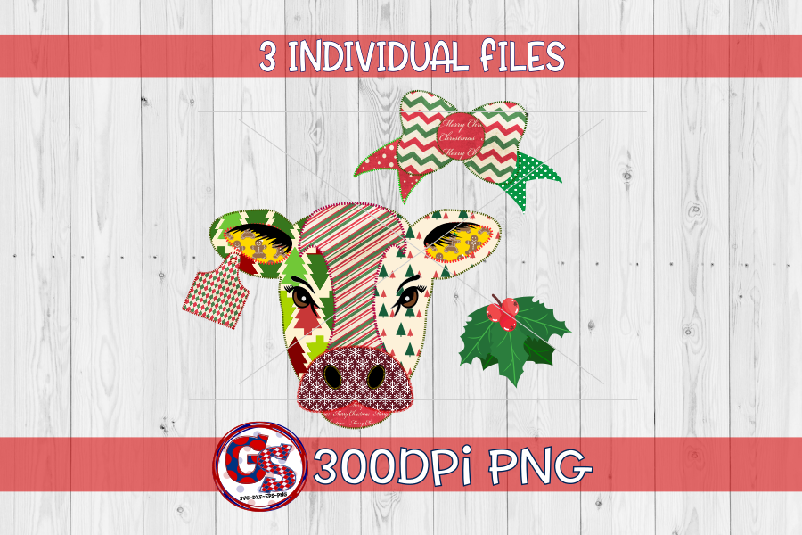 Christmas Cow PNG for Sublimation