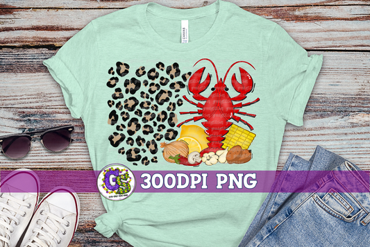 Crawfish & Leopard PNG for Sublimation