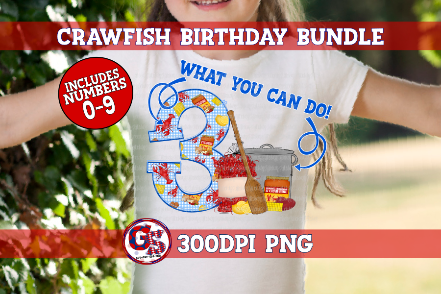 Crawfish Boil Birthday Bundle PNG