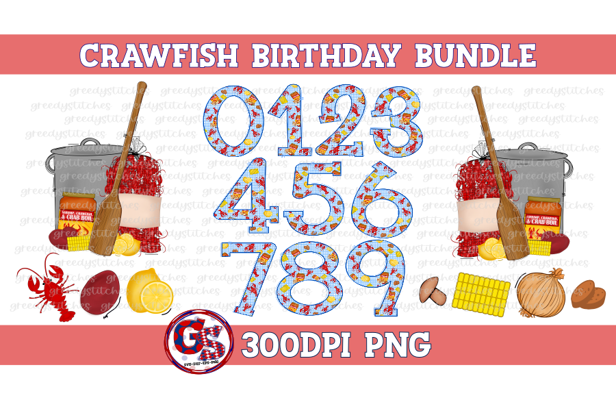 Crawfish Boil Birthday Bundle PNG