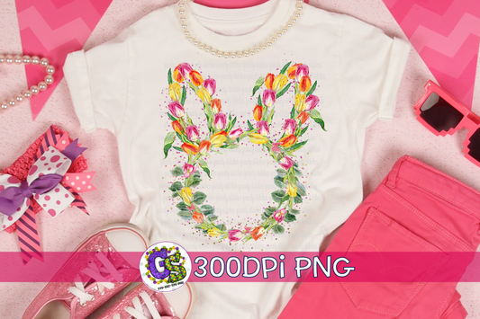 Floral Easter Bunny Rabbit PNG for Sublimation
