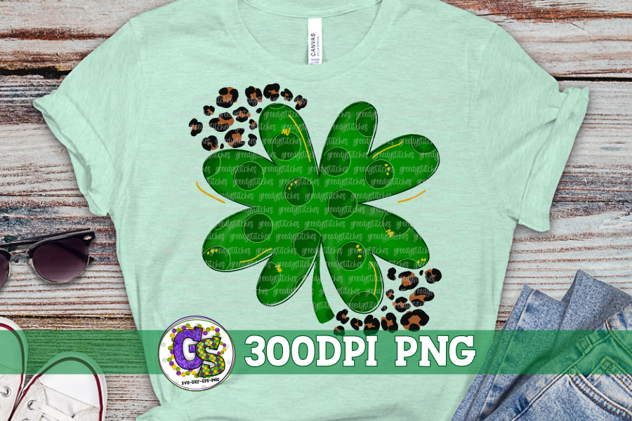 St. Patrick's Day Shamrock Leopard PNG for Sublimation