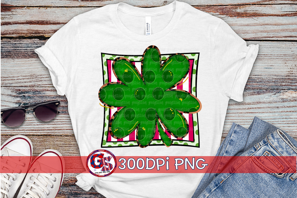 St. Patrick's Day Four Leaf Clover PNG for Sublimation