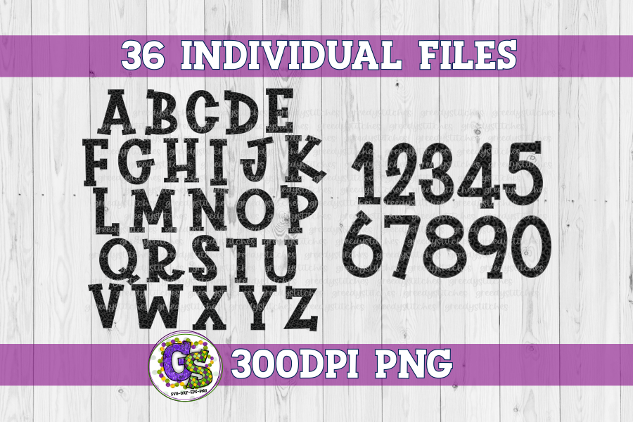 Black and Charcoal Leopard Alpha & Number Set PNG