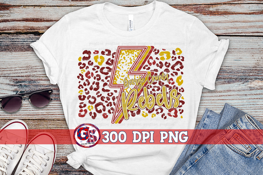 George County Rebels Lightning Bolt Leopard PNG for Sublimation