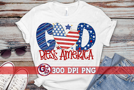 God Bless America PNG for Sublimation