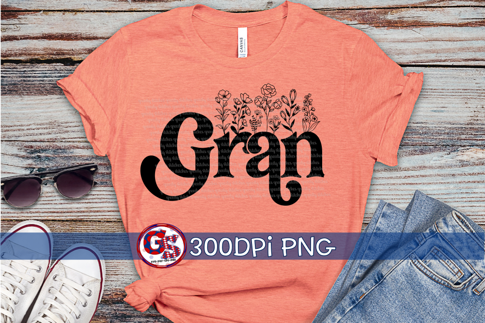 Floral Gran PNG for Sublimation