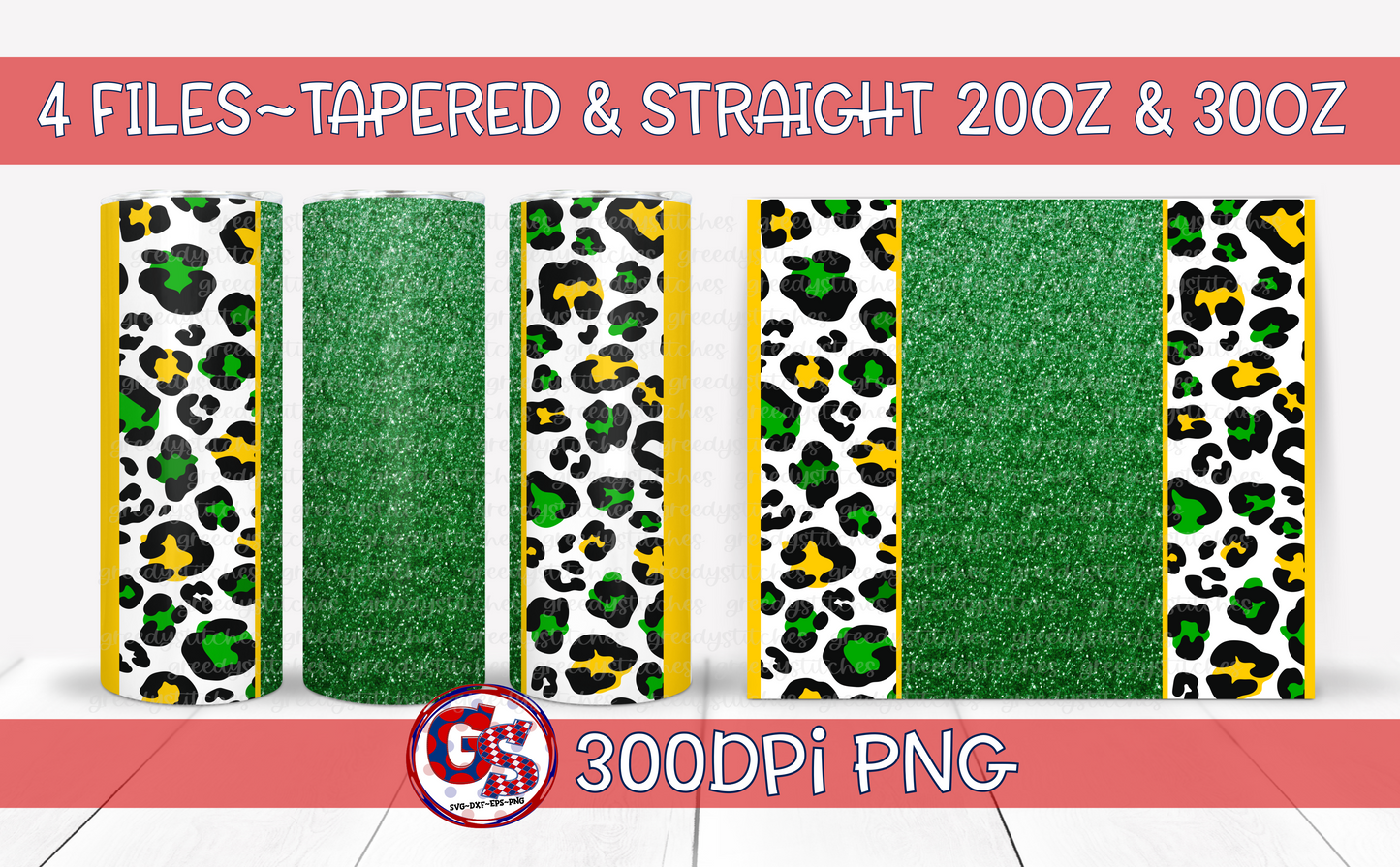 Green Yellow Tumbler Wraps PNG for Sublimation