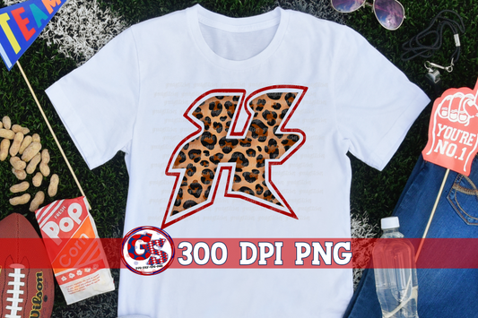 Hancock Hawks Leopard Print Red Outline PNG for Sublimation