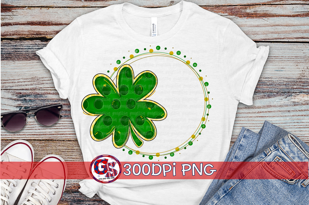 St. Patrick's Day Four Leaf Clover Frame PNG for Sublimation