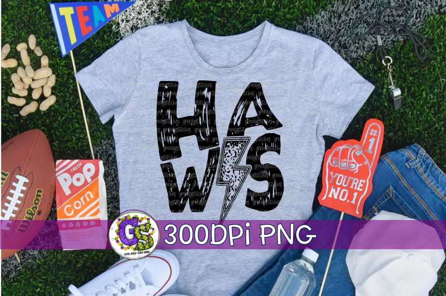 Hawks Grunge Lightning Bolt PNG for Sublimation