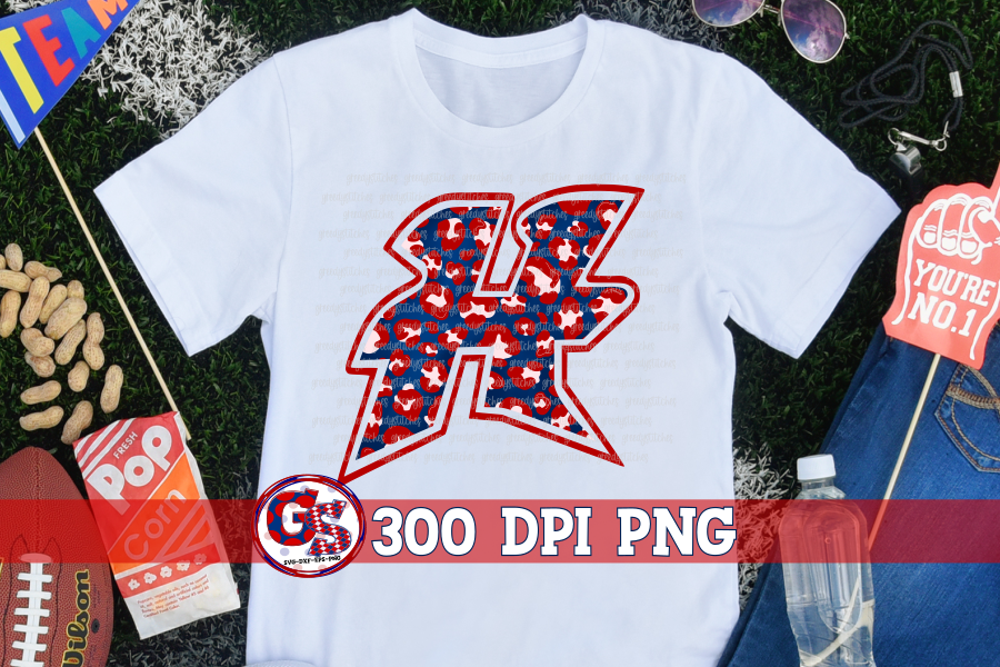 Hancock Hawks Red Blue Leopard Print PNG for Sublimation