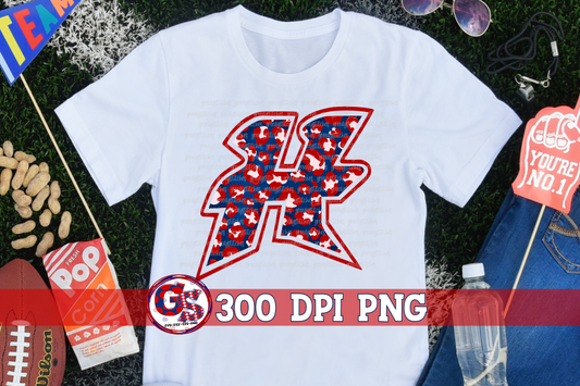 Hancock Hawks Red Blue Leopard Print PNG for Sublimation