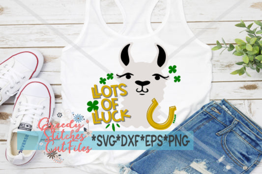 St. Patrick's Day SvG | Llots Of Lluck svg, dxf, eps, png. Four Leaf Clover SvG | Lucky Llama Svg | Llama SvG | Instant Download Cut File