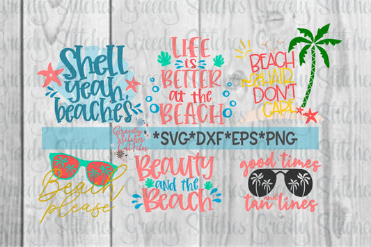 Beach Bundle svg dxf eps png. Beach Please SvG | Beach Hair SvG | Sunglasses SvG | Beach SvG | Shell Yeah SvG | Instant Download Cut File