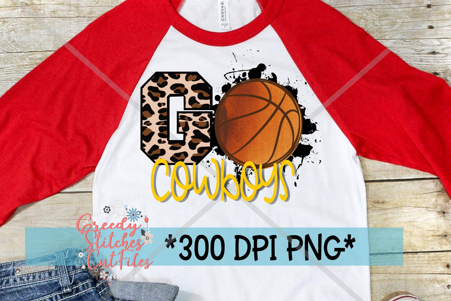 Go Cowboys Basketball Yellow PNG for Sublimation