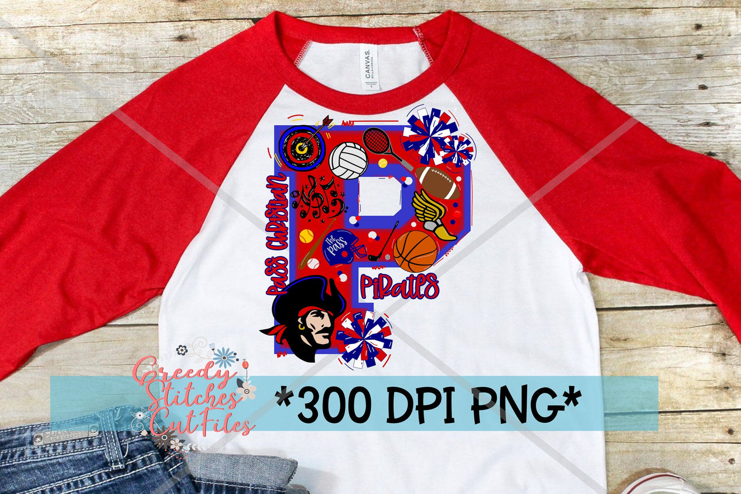 Pass Christian Pirates P PNG for Sublimation