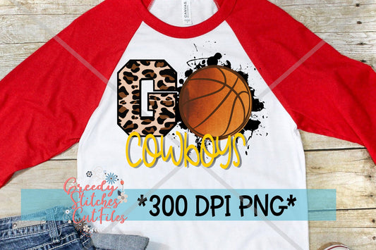 Go Cowboys Basketball Yellow PNG for Sublimation