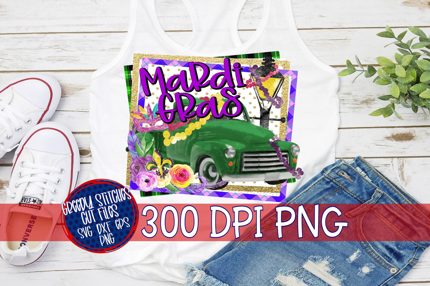 Mardi Gras Vintage Truck PNG for Sublimation