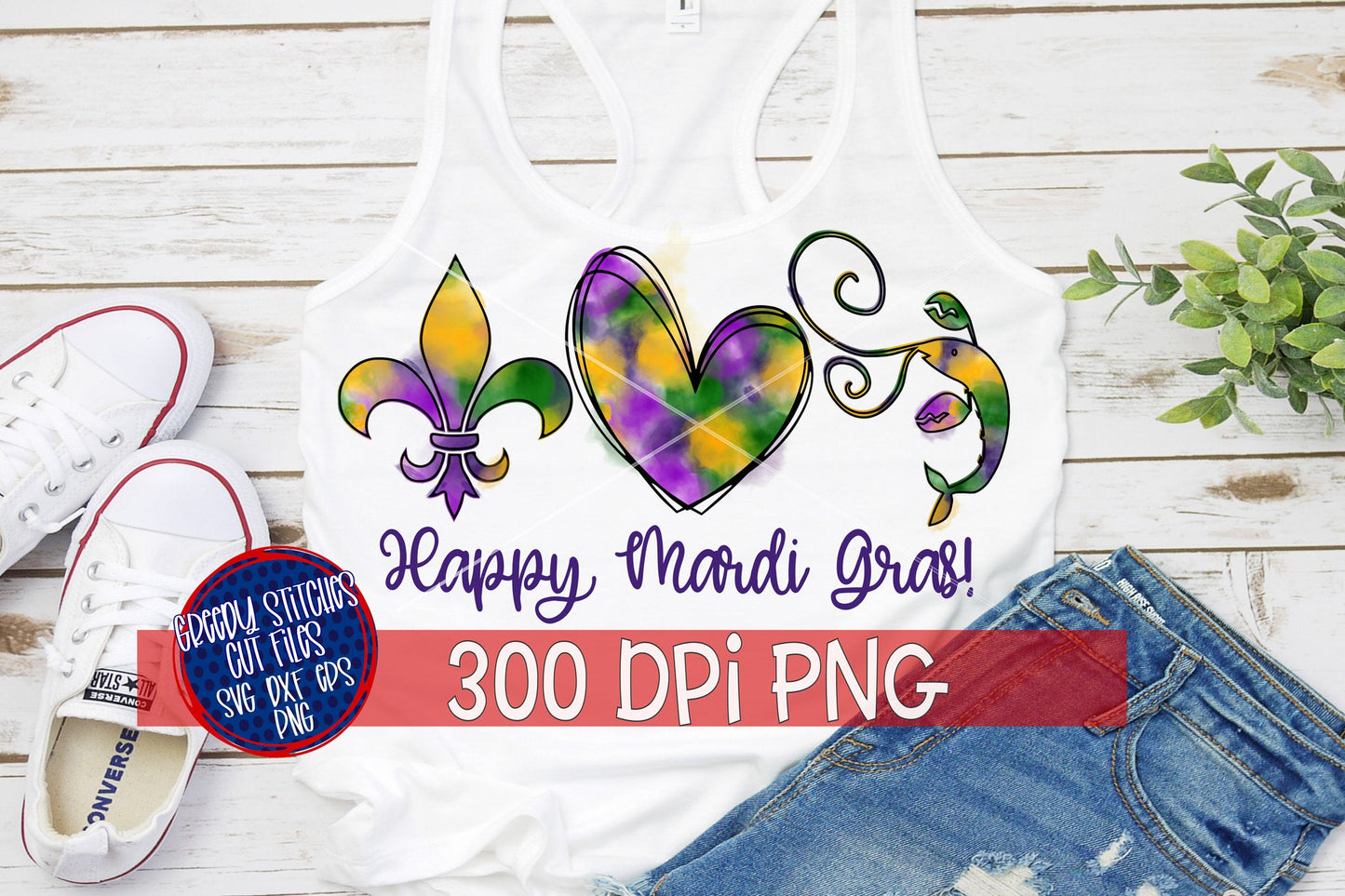 Happy Mardi Gras Watercolor Fleur Crawfish PNG for Sublimation