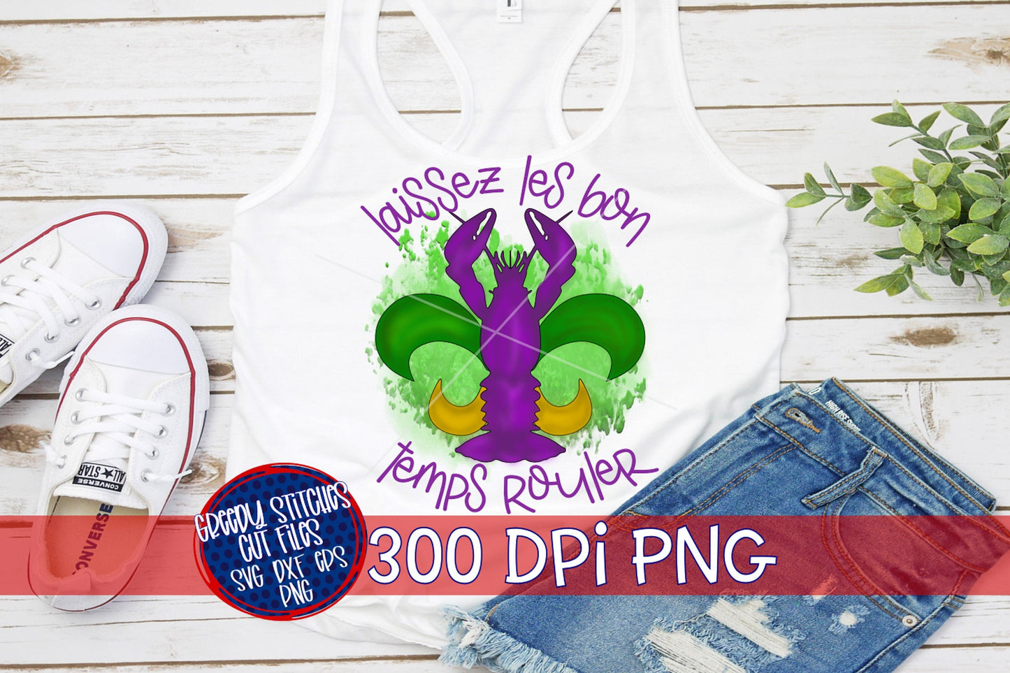 Laissez Les Bon Temps Rouler Crawfish Fleur PNG for Sublimation