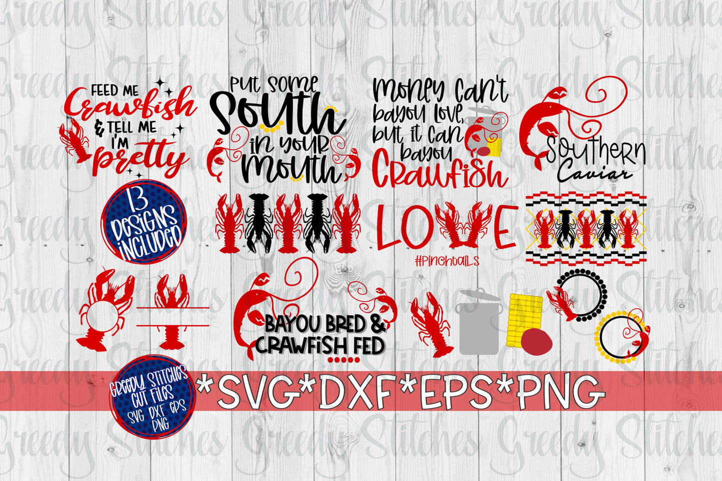 Crawfish SVG Bundle. Crawfish svg dxf eps png. Bayou Bred SVG | Bayou Love SvG | Crawfish Fed SVG | Crawfish | Instant Download Cut Files
