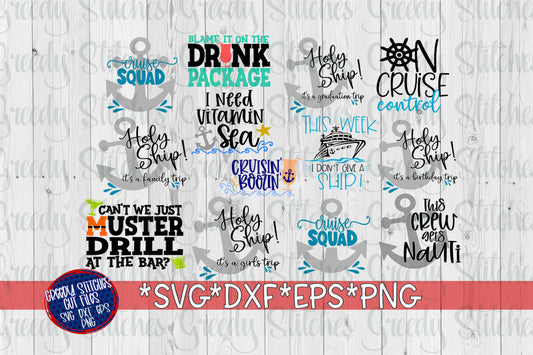 Cruise SvG Bundle | Cruise Bundle svg dxf eps png. Cruise SvG | Family Cruise SvG | Ship SvG | Drink Package SvG | Instant Download Cut File