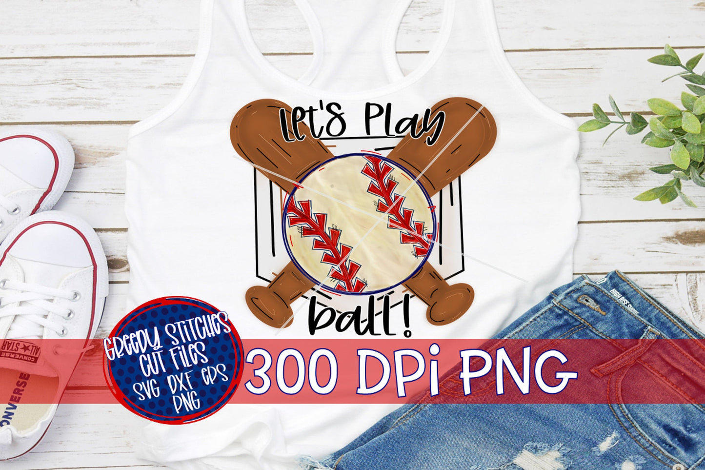 Let's Play Ball Baseball PNG for Sublimation